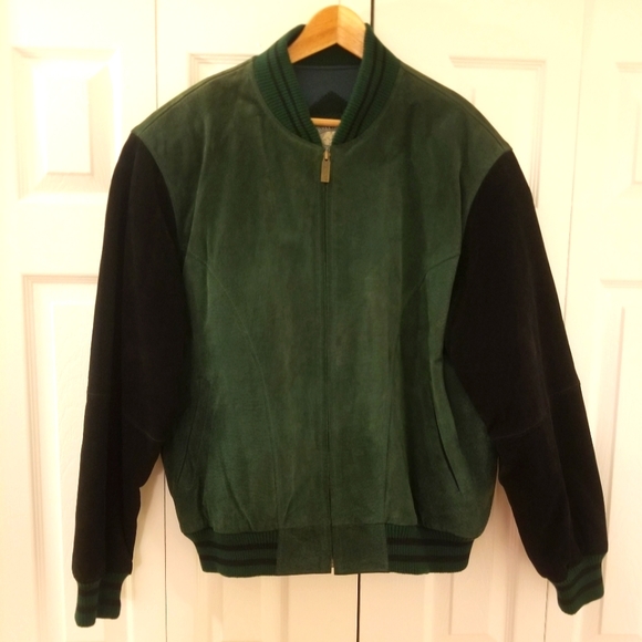 Brittania Outerwear Men Hunted Green wBlack Sleeves Corduroy Bomber Jacket Sz XL - Picture 1 of 14
